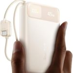 Baseus 20000mAh Compact Portable Charger 45W, CCC Certified Power Bank Built-in USB-C Cables